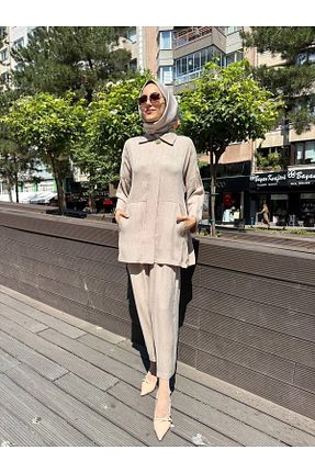 ست بالاتنه و پائین تنه قهوه ای زنانه بافتنی Ghisa - کد 889933444
