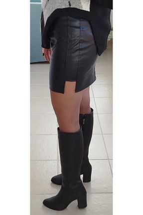 دامن مشکی زنانه چرم مصنوعی KEEP LOOK - کد 889116913