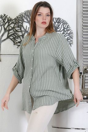 پیراهن قهوه ای زنانه اورسایز Chiccy - کد 889132148