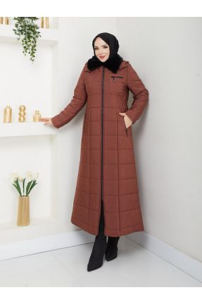 پالتو پشمی حجاب قهوه ای زنانه رگولار Doque - کد 889149262