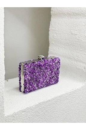 کیف مجلسی بنفش زنانه فلزی NUR KARACA - کد 849804019