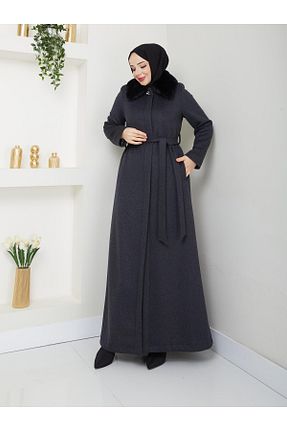 مانتو بلند حجاب طوسی زنانه پشمی Doque - کد 889150765