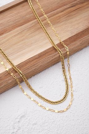 گردنبند استیل ( فولاد ) طلائی زنانه استیل ضد زنگ ESBAFLOR - کد 889165119
