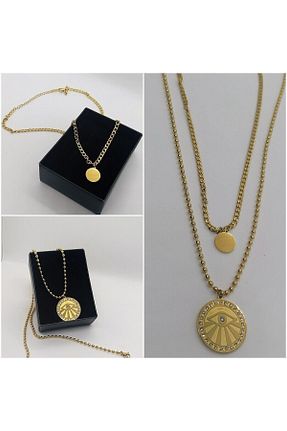 گردنبند استیل ( فولاد ) طلائی زنانه استیل (فولاد) ADAŞ - کد 678086396