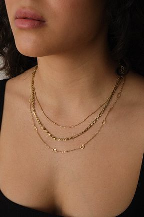 گردنبند استیل ( فولاد ) طلائی زنانه استیل ضد زنگ ESBAFLOR - کد 889183733