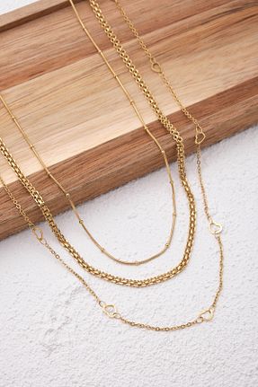 گردنبند استیل ( فولاد ) طلائی زنانه استیل ضد زنگ ESBAFLOR - کد 889183733
