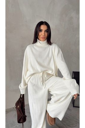 ست بالاتنه و پائین تنه بژ زنانه بافتنی Aten - کد 889259728