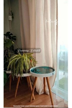 پرده زمینه بژ کتان TUNCAY TEKSTİL - کد 52241604
