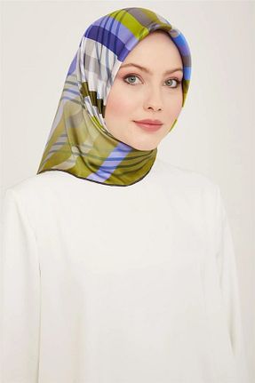 روسری نباتی کرپ ساتن ابریشم Armine - کد 805818464