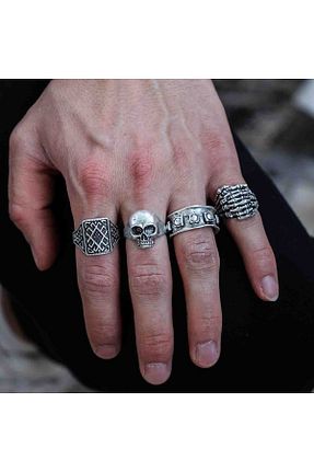 انگشتر جواهر مردانه روکش نقره Atolyezone - کد 937406234