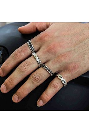انگشتر جواهر مردانه روکش نقره Atolyezone - کد 937405973