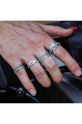 انگشتر جواهر مردانه روکش نقره Atolyezone - کد 937406156