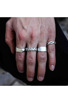انگشتر جواهر مردانه روکش نقره Atolyezone - کد 937406168