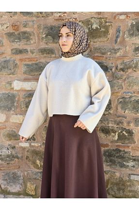 پلیور بژ زنانه ساده NANTİREA - کد 889293289