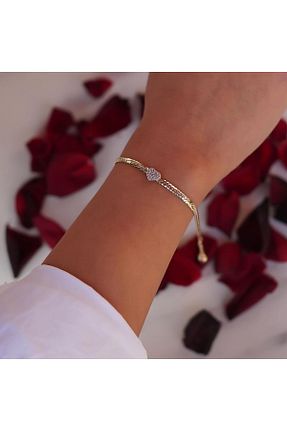 دستبند طلا زرد زنانه 14 عیار İzgi Kuyumculuk - کد 889303127