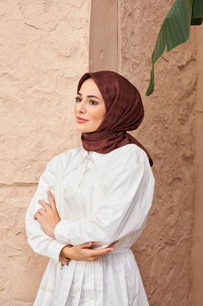 روسری قهوه ای پنبه پلی استر İpekhan - کد 783916301