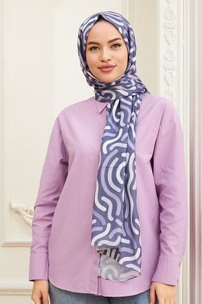 شال بنفش زنانه پنبه ای İpekhan - کد 446877404