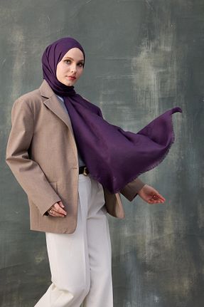 شال بنفش زنانه پنبه ای İpekhan - کد 889380066