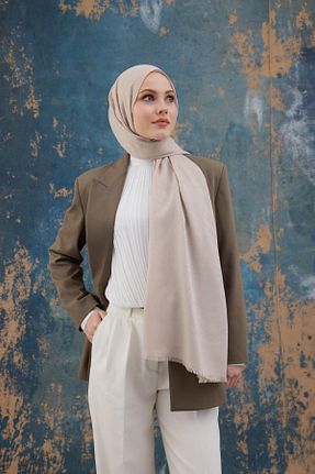 شال بژ زنانه پنبه ای İpekhan - کد 889380093