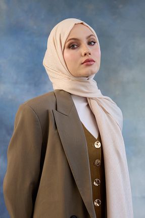 شال سفید زنانه پنبه ای İpekhan - کد 889379944