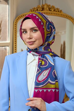 شال آبی زنانه پنبه پلی استر İpekhan - کد 832896224