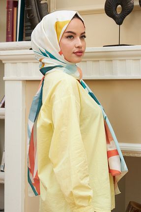 شال سفید زنانه پنبه پلی استر İpekhan - کد 446565347