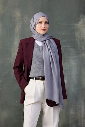 شال طوسی زنانه پنبه ای İpekhan - کد 921672597