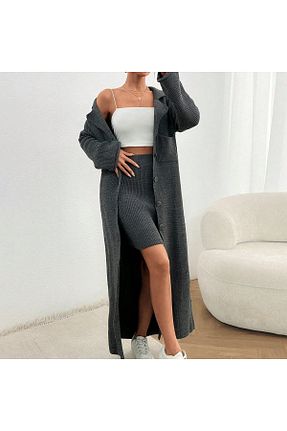 ست بالاتنه و پائین تنه طوسی زنانه تریکو Cloudy Kids - کد 871293052