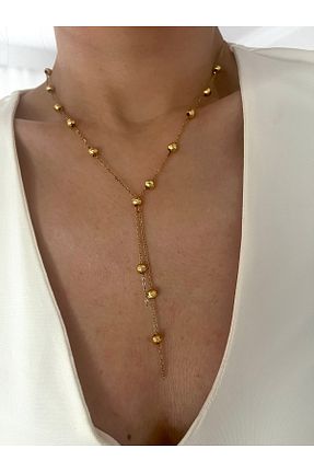گردنبند استیل ( فولاد ) زرد استیل (فولاد) Hoop jewelery - کد 889409006