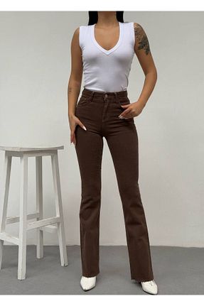 شلوار جین قهوه ای زنانه پاچه اسپانیولی Aida Fashion - کد 889424572