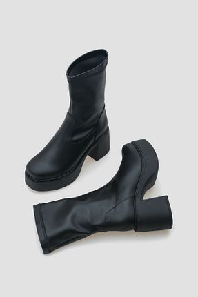 بوت / نیم بوت مشکی زنانه چرم خالص SAYL - کد 889481076