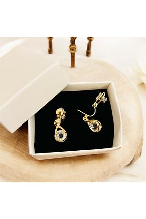 گوشواره غضروفی جواهر طلائی زنانه پوشش لاکی 1PARÇAMAVİ - کد 889533365