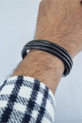 دستبند جواهر قهوه ای مردانه چرم Osha Aksesuar - کد 889550535