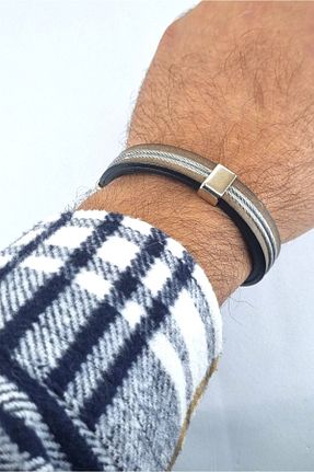 دستبند جواهر قهوه ای مردانه چرم Osha Aksesuar - کد 890286378