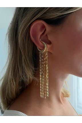گوشواره غضروفی جواهر طلائی زنانه برنجی ZWEIG - کد 889566397