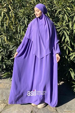 کلاه و ابایا بنفش زنانه پنبه ای ASİLNUR - کد 889568190