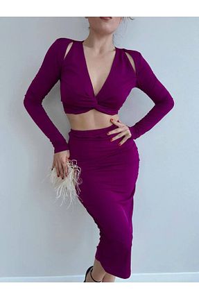 لباس بنفش زنانه بافتنی hipnoz butik - کد 888414592