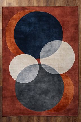 فرش نارنجی قابل شستشو Rugs Modern Halı - کد 889578843