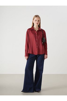 پیراهن زرشکی زنانه رگولار LC Waikiki - کد 889758029