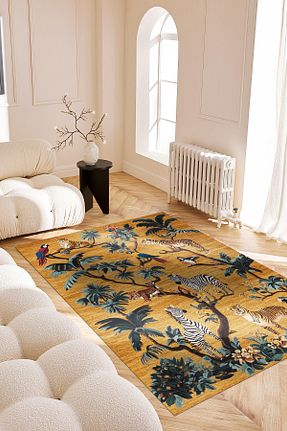 فرش زرد قابل شستشو Rugs Modern Halı - کد 889589813