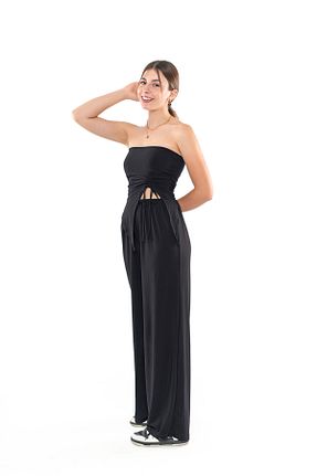 ست بالاتنه و پائین تنه مشکی زنانه تریکو Tomris - کد 889587351