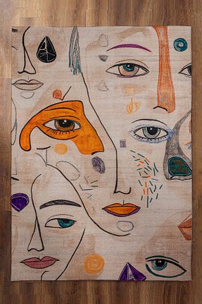 فرش بژ قابل شستشو Rugs Modern Halı - کد 889590976