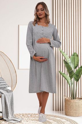 لباس شب بارداری طوسی زنانه ساده Mecit Pijama - کد 889635322