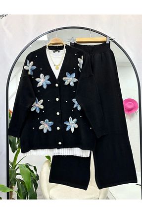 ست بالاتنه و پائین تنه مشکی زنانه تریکو Miss Allos - کد 851715586