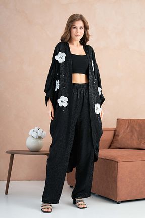 ست بالاتنه و پائین تنه مشکی زنانه بافتنی Miss Allos - کد 889637465