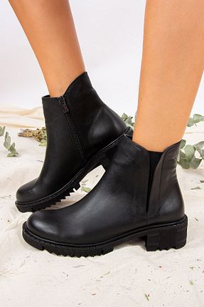 بوت / نیم بوت مشکی زنانه چرم خالص Fox Shoes - کد 50809167