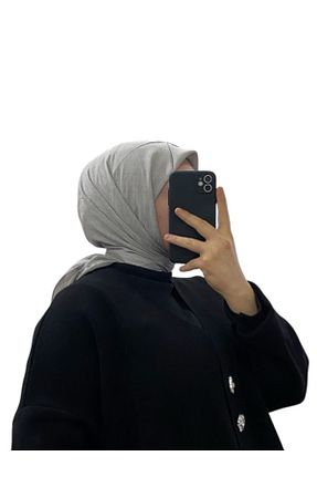 روسری قهوه ای کرپ ساتن ابریشم Aker - کد 889640637