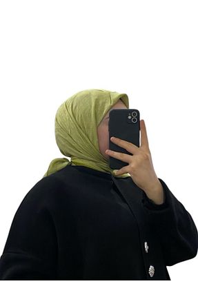 روسری فیروزه ای کرپ ساتن ابریشم Aker - کد 889640583