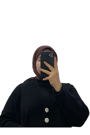 روسری زرشکی کرپ ساتن ابریشم Aker - کد 889640638