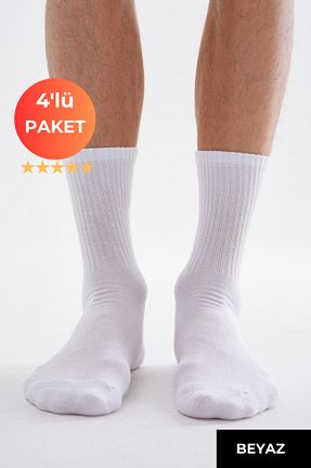جوراب اسپرت سفید مردانه پنبه ای TÜMHAN laCOTON - کد 889646444